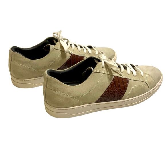 Bruno Magli Justice Men’s Suede Sneakers, Size 13, Tan and Brown Croc with Shoeb - Picture 10 of 16